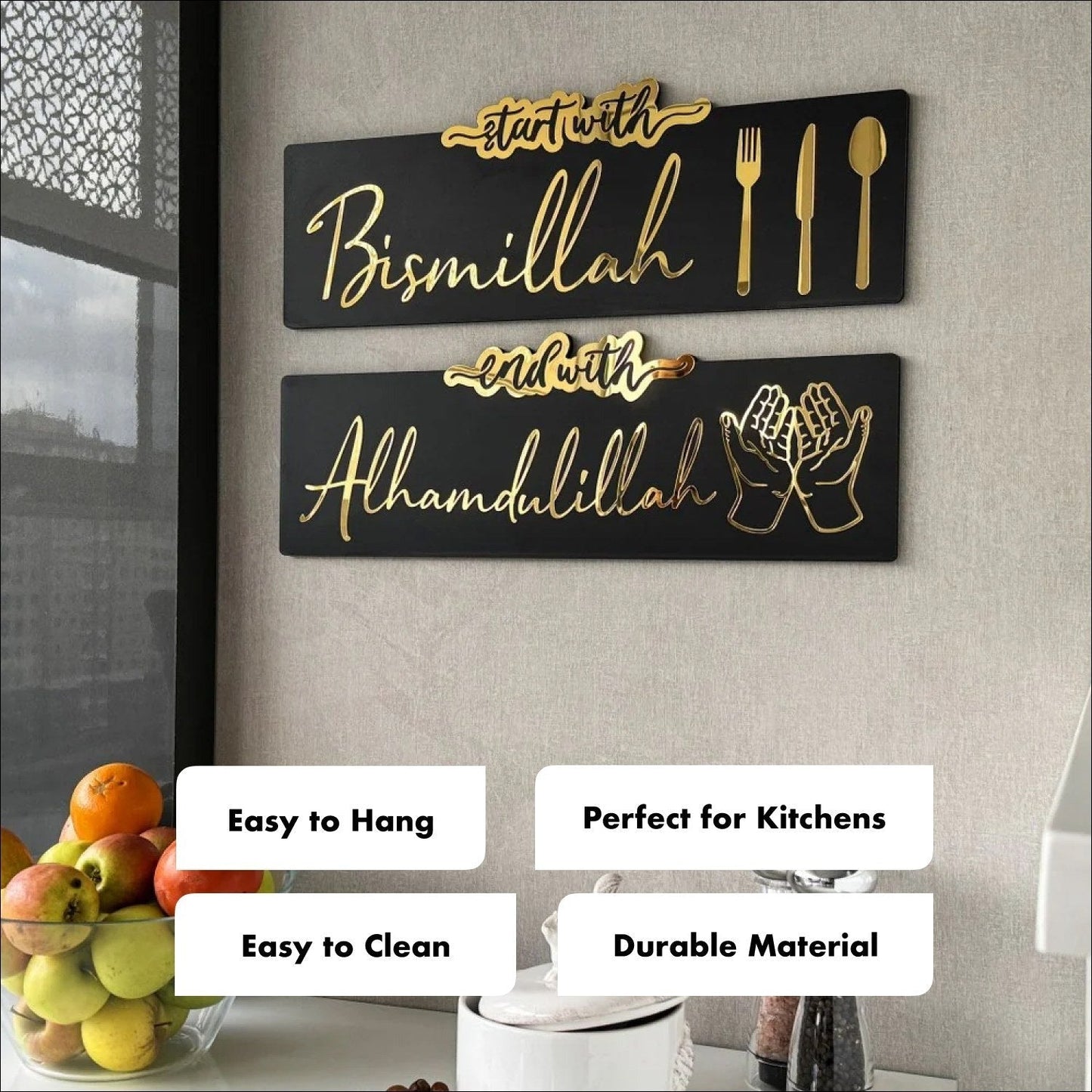 Start with Bismillah, End with Alhamdulillah Islamic Wall Art