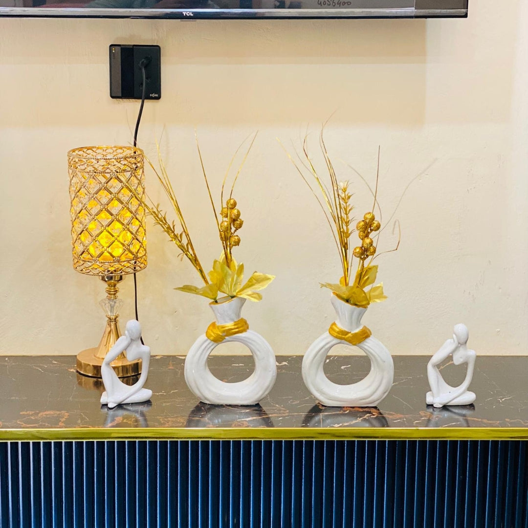 Donut Vase (Set of 2 Pieces) With Flowers